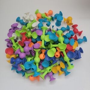 90 Mini SQUIGS Colorful Suction Cup Building Toys. EUC